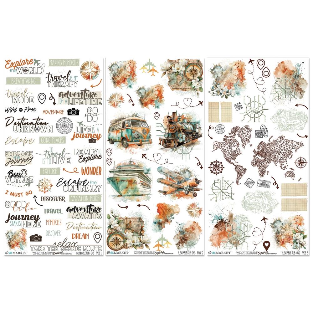 Wanderlust Explorer - Rub On Transfer Set