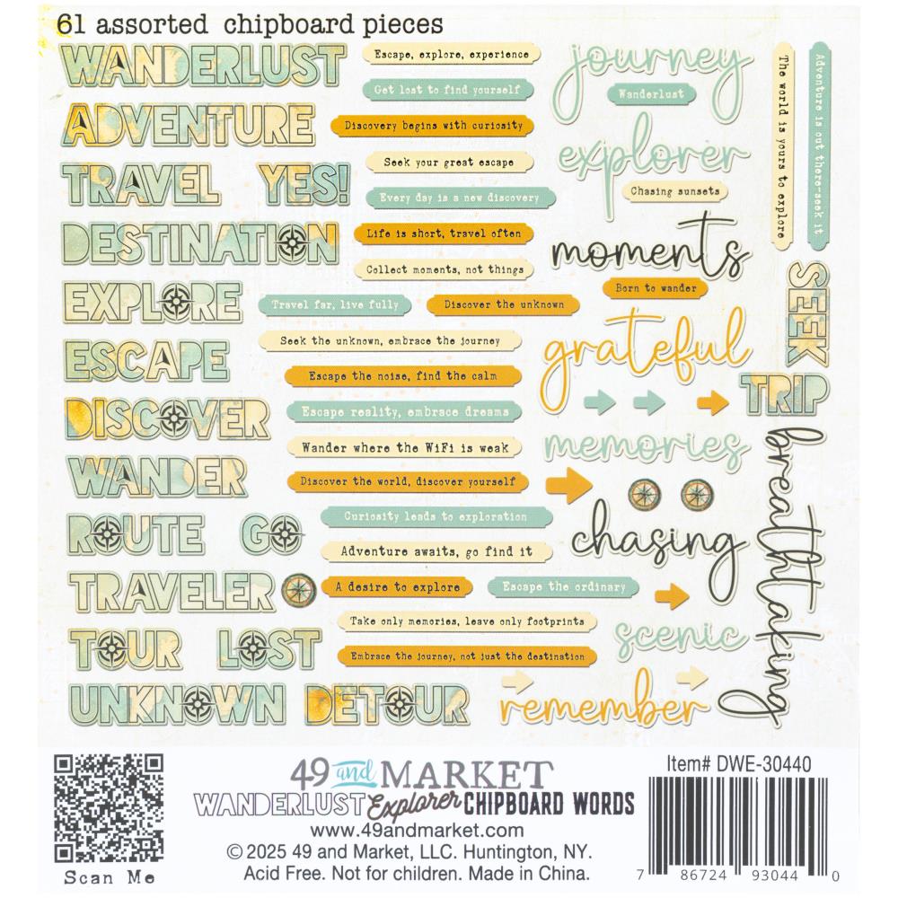 Wanderlust Explorer - Chipboard Word Set