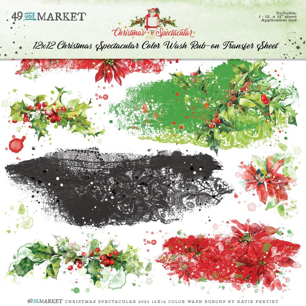 Christmas Spectacular 12 x 12 Color Wash Rub On Transfers