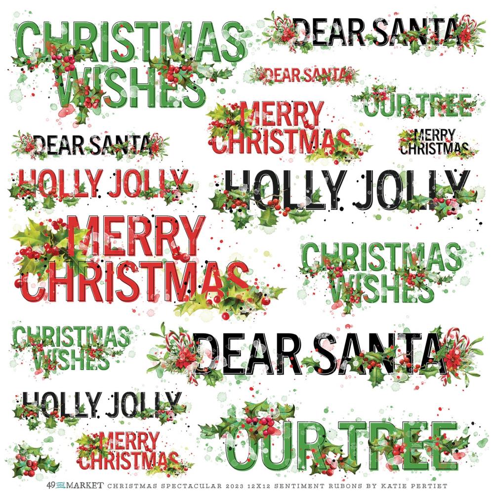 Christmas Spectacular 12 x 12 Sentiment Rub On Transfers