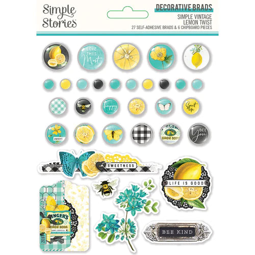 Simple Vintage Lemon Twist Brads