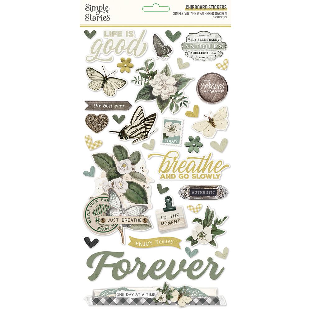Simple Vintage Weathered Garden Chipboard