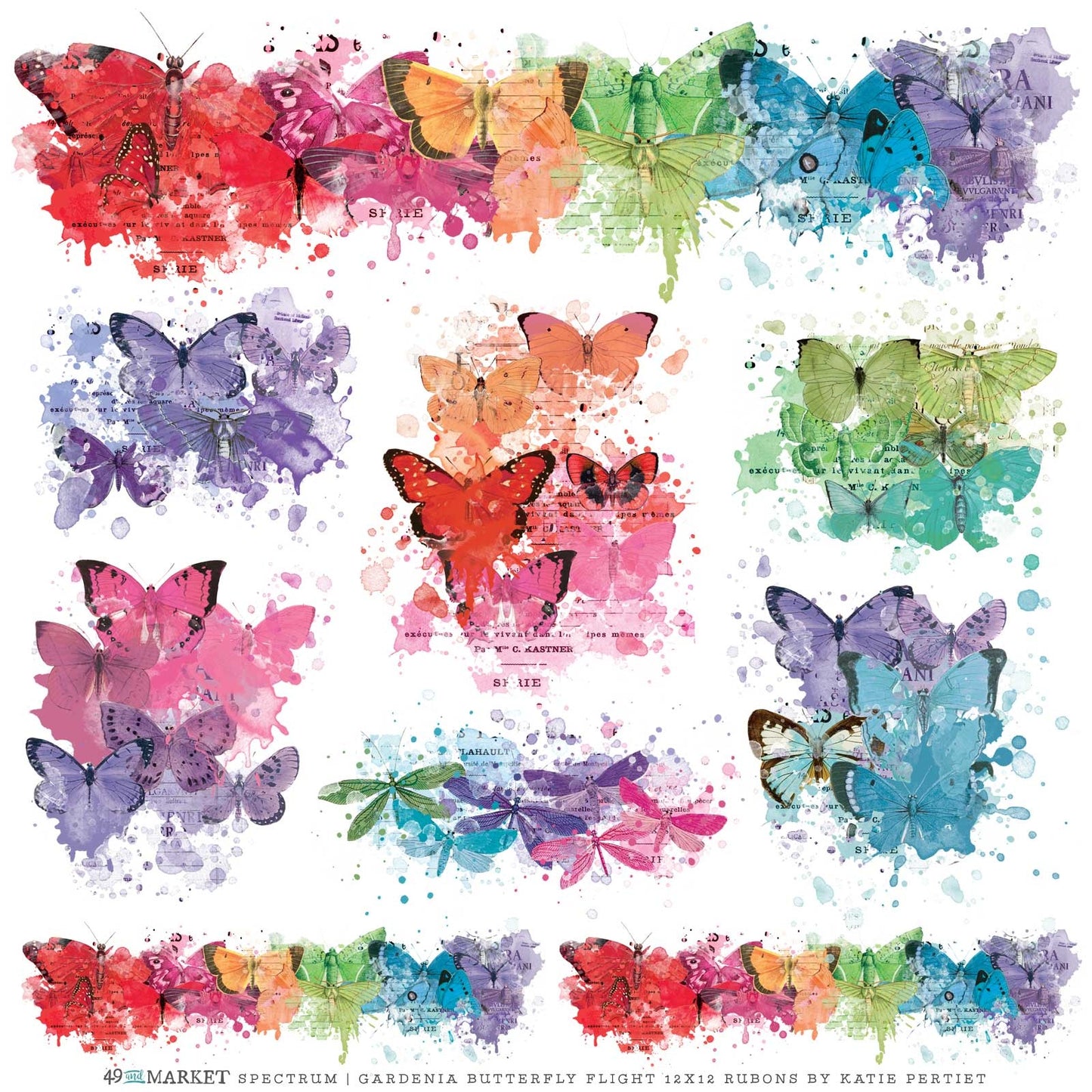 Spectrum Gardenia 12x12 Rub Ons - Butterfly Flight
