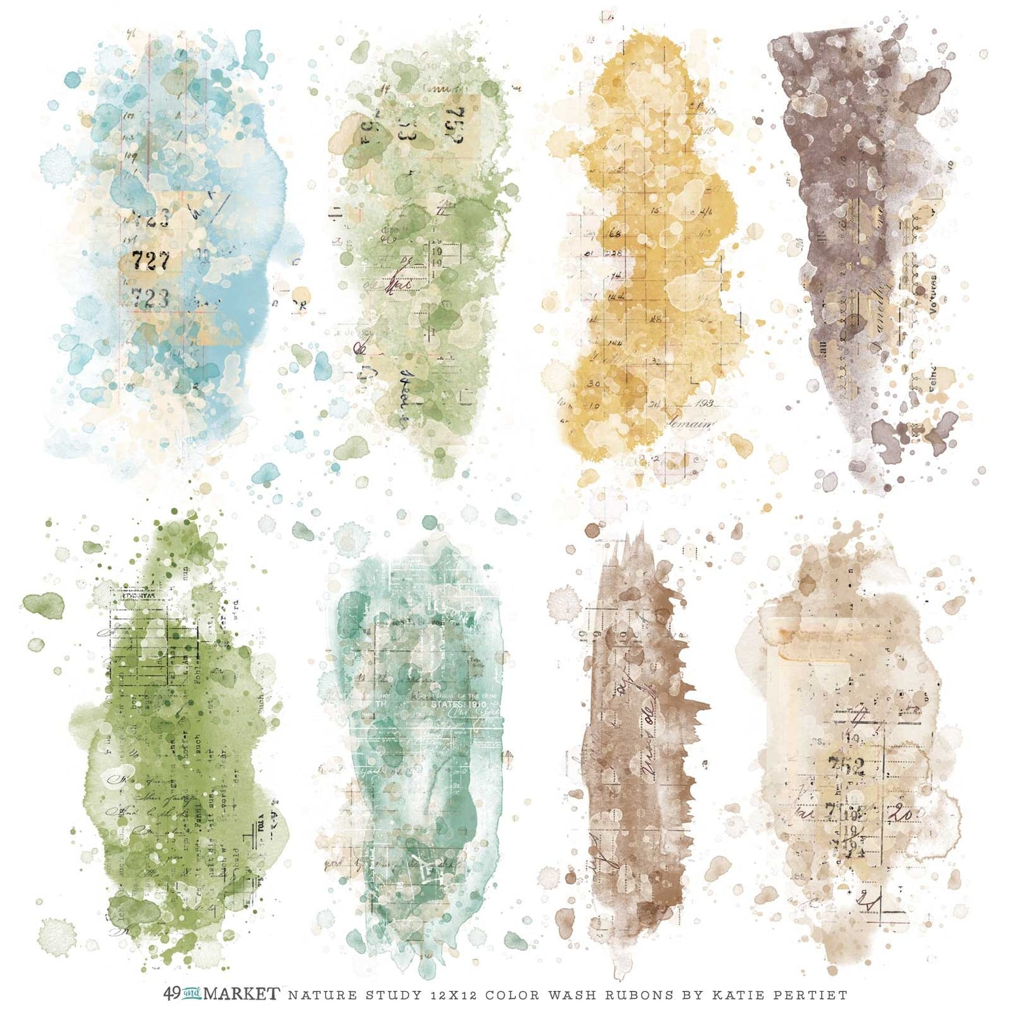 Nature Study 12x12 Rub Ons - Color Wash