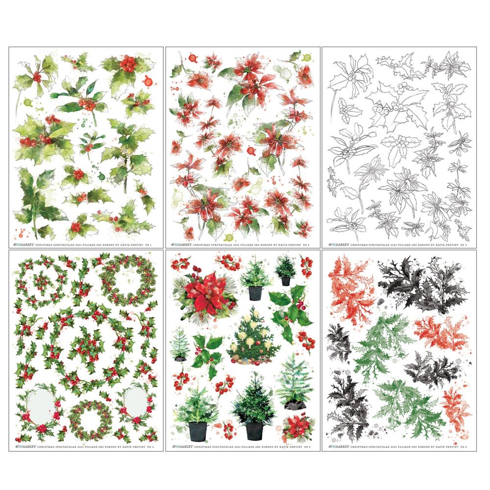 Christmas Spectacular 6 x 8 Foliage Rub On Transfers