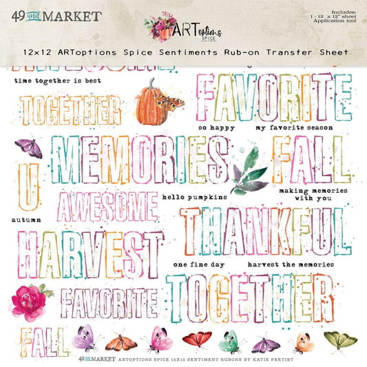 ArtOptions Spice 12 x 12 Rub On Transfers - Sentiments
