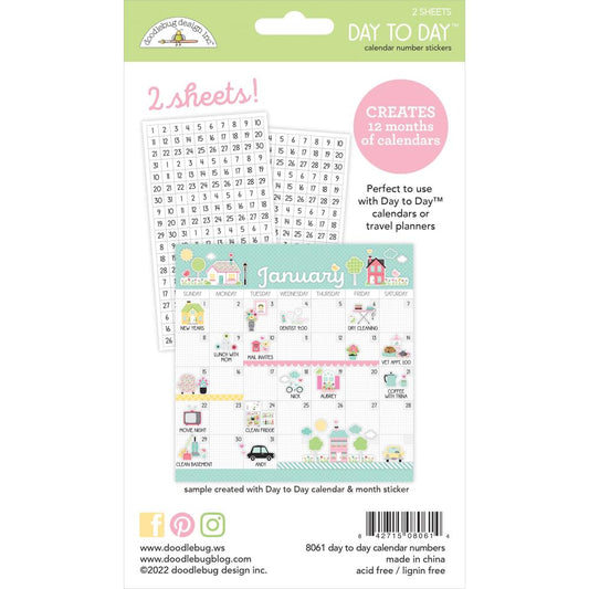 Day to Day Calendar Number Stickers