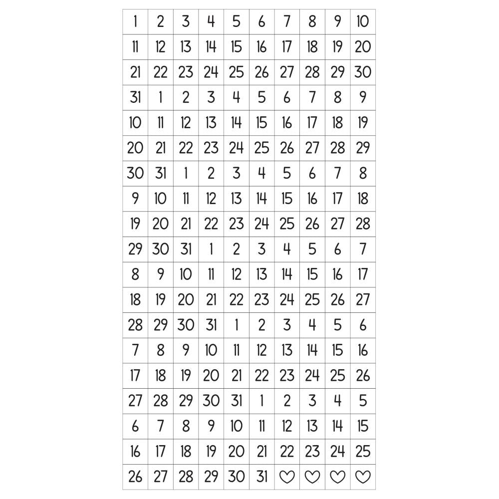 Day to Day Calendar Number Stickers