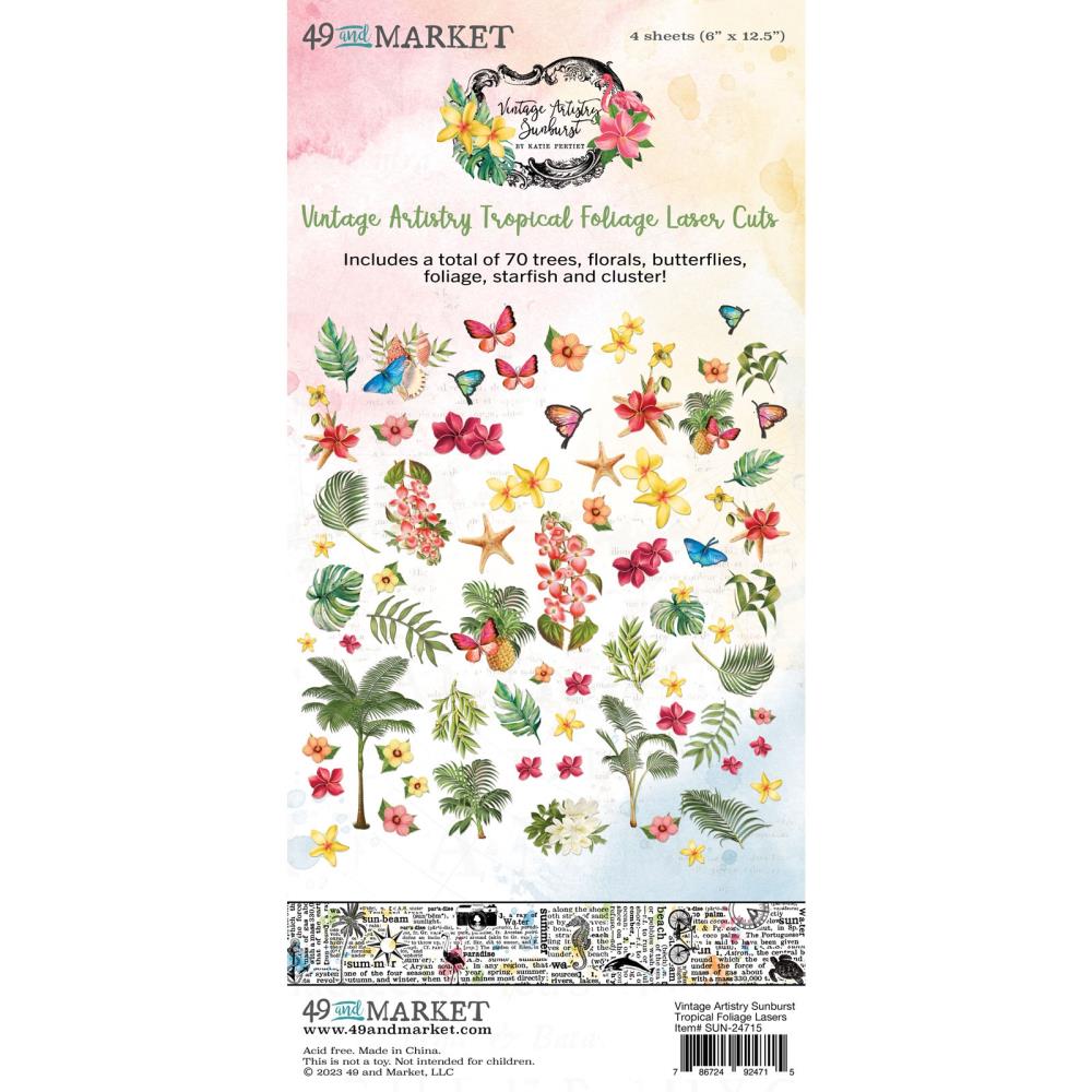 Vintage Artistry Sunburst - Tropical Foliage Laser Cut Elements