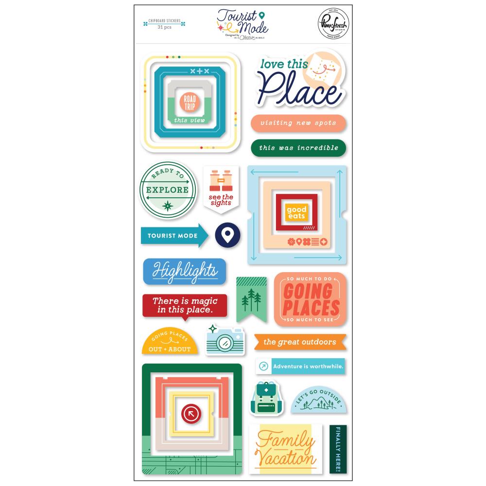 Tourist Mode - Chipboard Stickers
