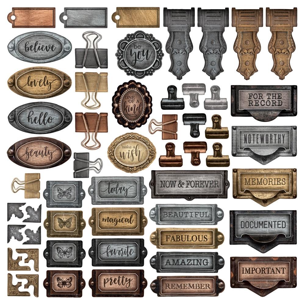 Simple Vintage Essentials Chipboard - Metal Hardware