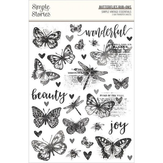 Simple Vintage Essentials Rub Ons - Butterflies