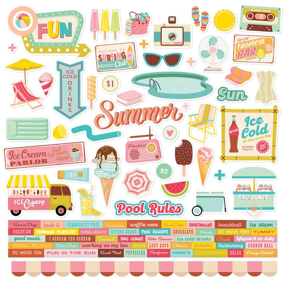 Retro Summer - Cardstock Stickers