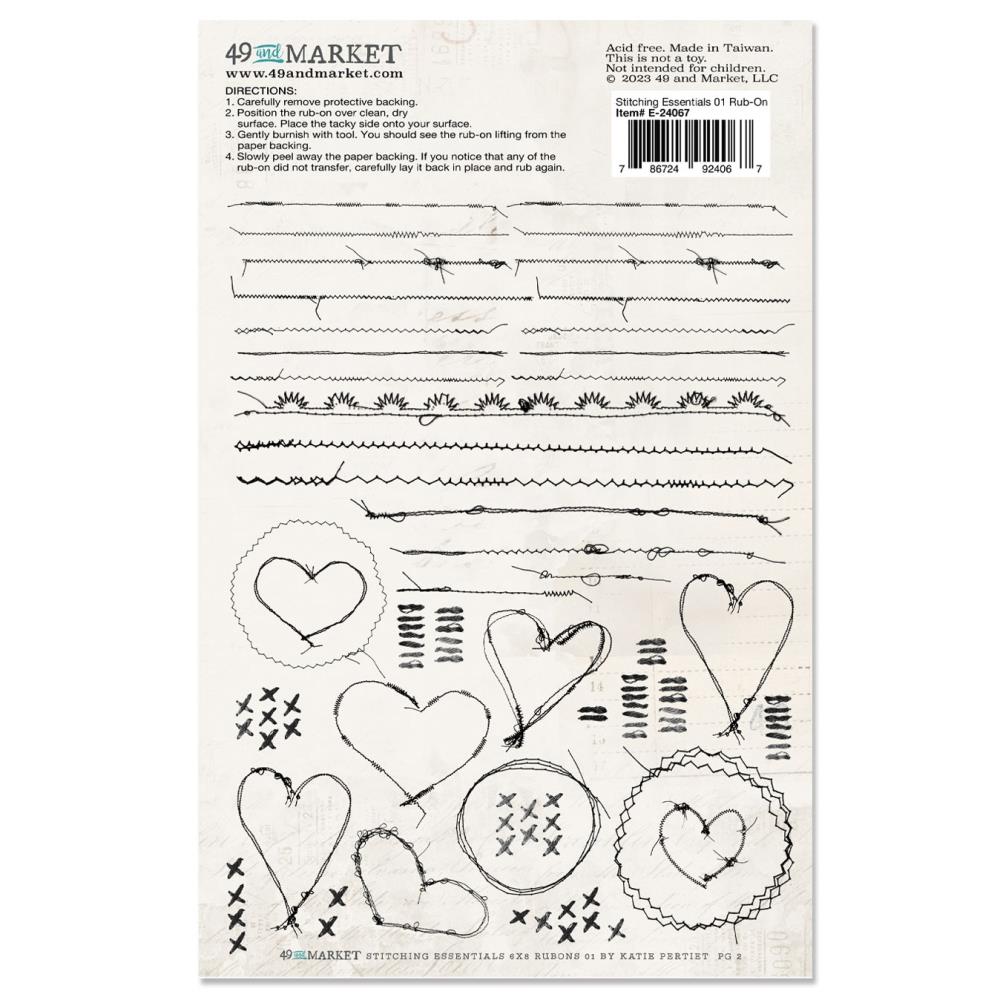 Stitching Essentials 01 6 x 8 Rub On Transfers