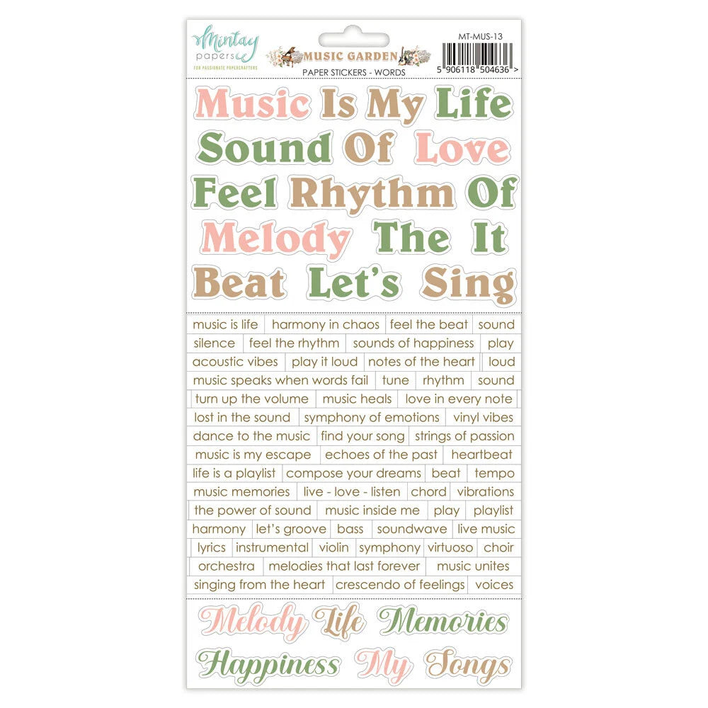 Music Garden - 6 x 12 Word Sticker Sheet
