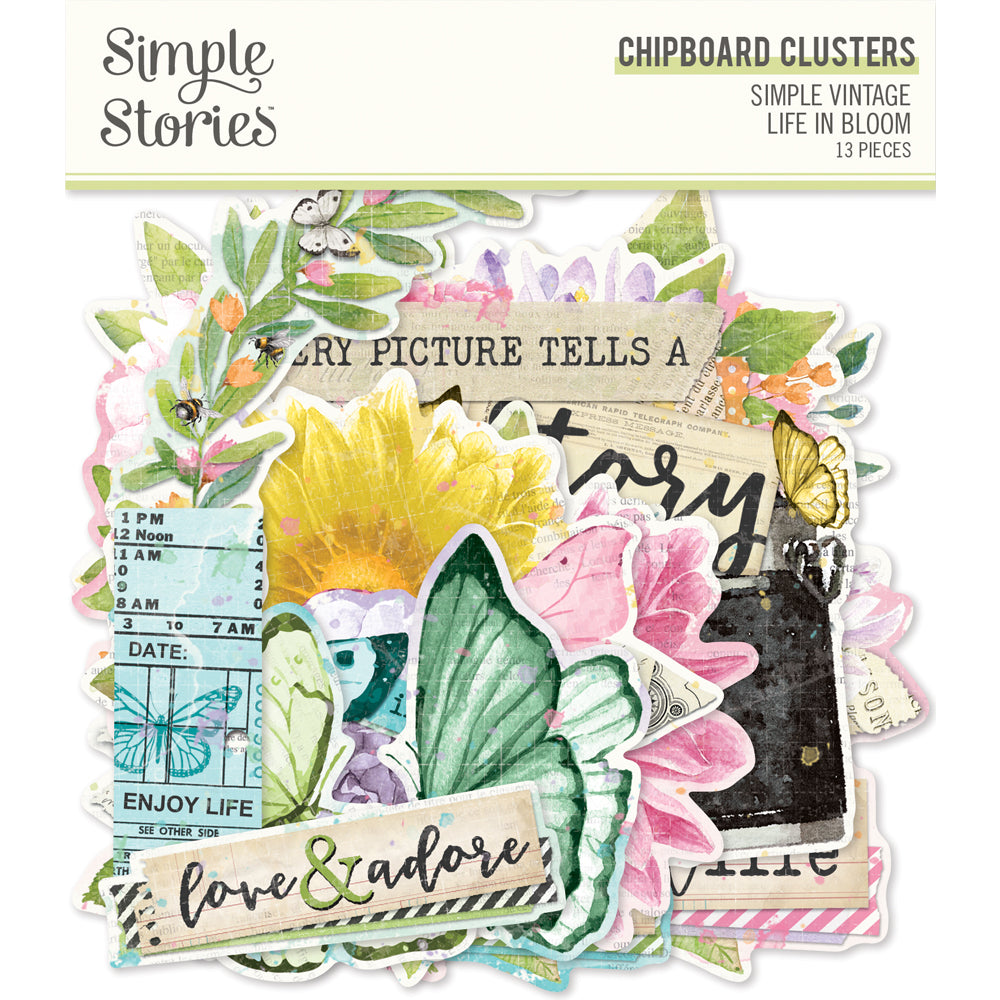 Simple Vintage Life in Bloom Chipboard Clusters