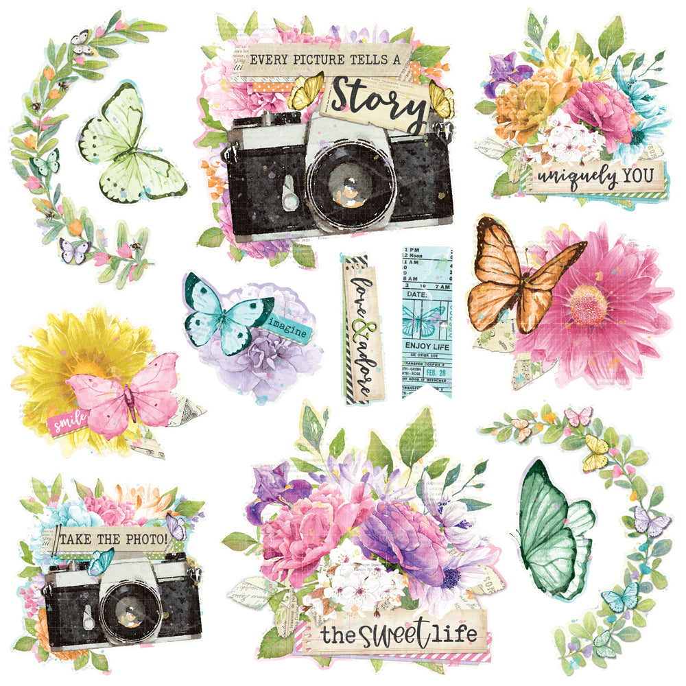 Simple Vintage Life in Bloom Chipboard Clusters