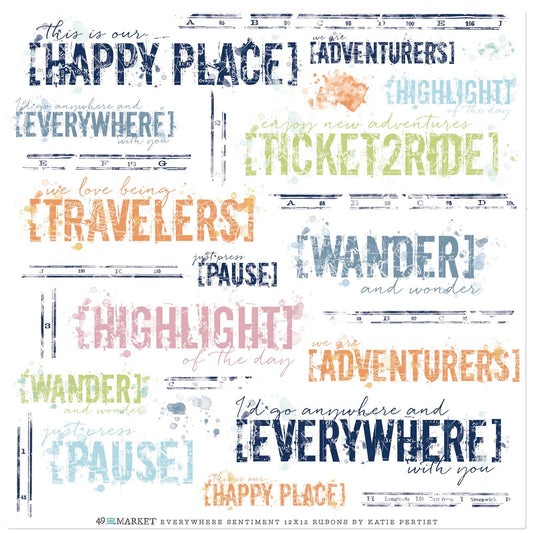 Everywhere 12x12 Rub Ons - Sentiments