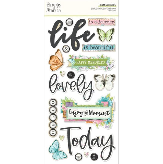 Simple Vintage Life in Bloom Foam Stickers
