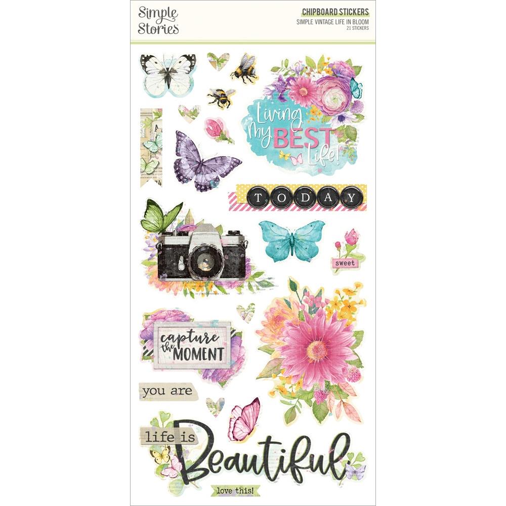 Simple Vintage Life in Bloom Chipboard Stickers