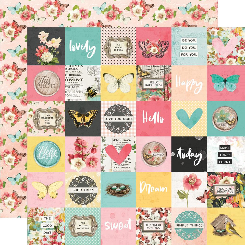 Simple Vintage Cottage Fields - 2 x 2 Elements