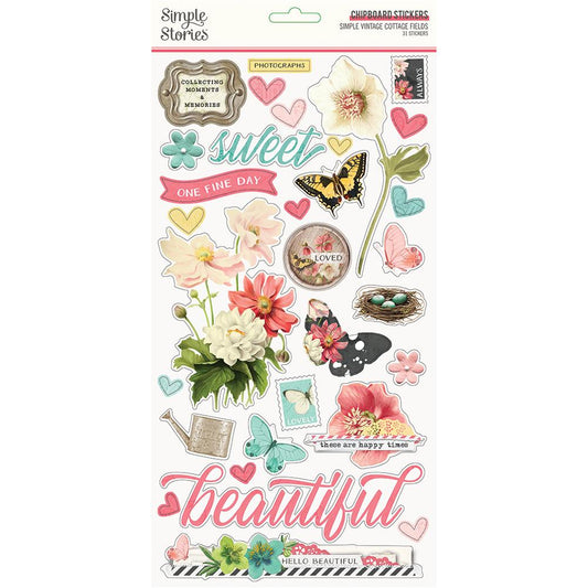 Simple Vintage Cottage Fields - Chipboard