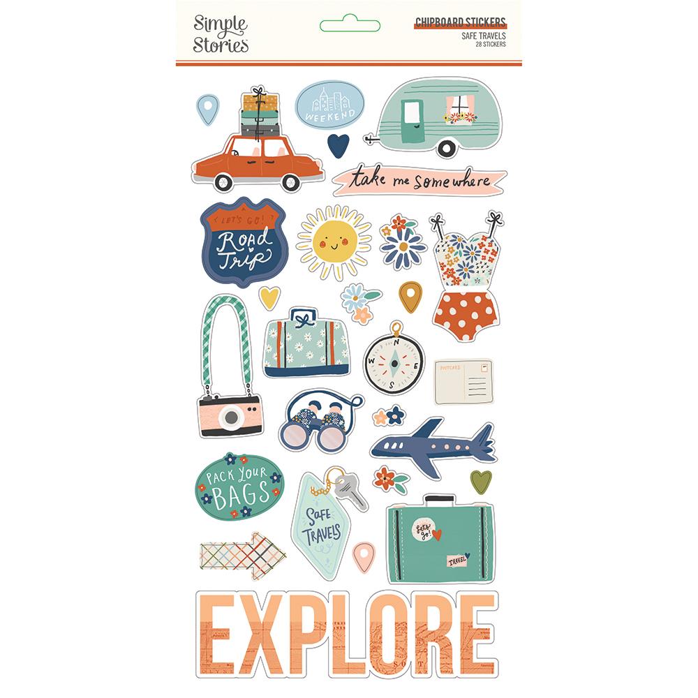 Safe Travels - Chipboard Stickers