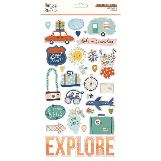 Safe Travels - Chipboard Stickers