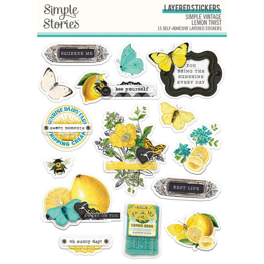 Simple Vintage Lemon Layered Stickers