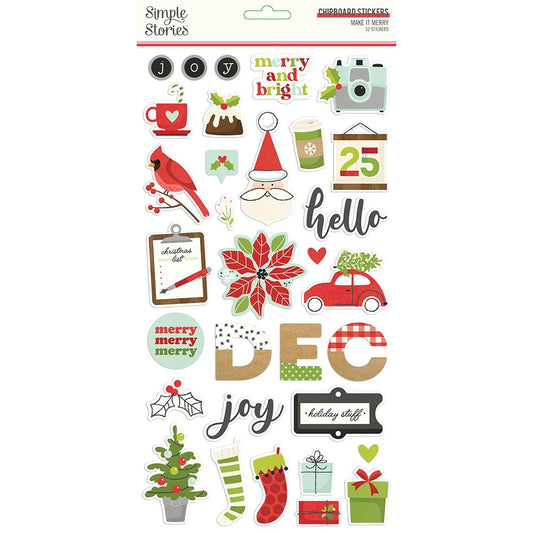 Make It Merry - Chipboard stickers