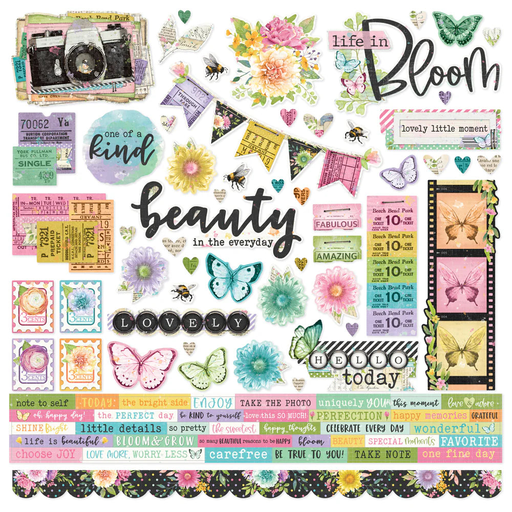 Simple Vintage Life in Bloom - 12 x 12 Stickers