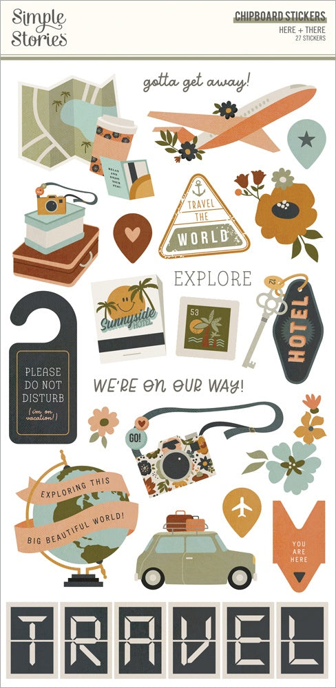 Here & There Chipboard Stickers