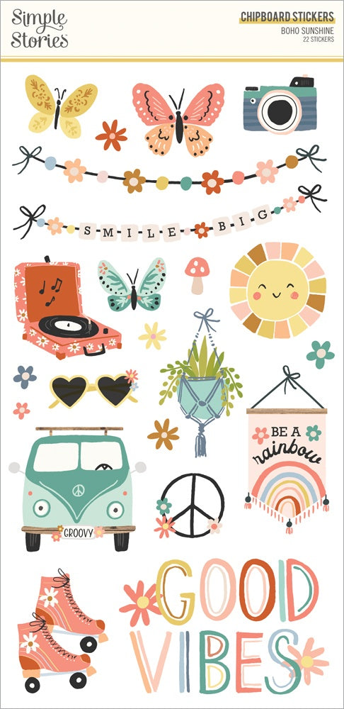 Boho Sunshine Chipboard Stickers