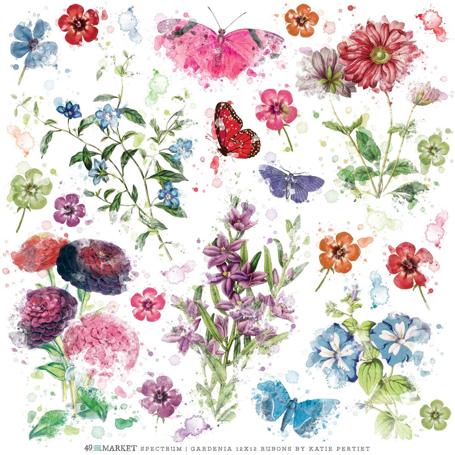 Spectrum Gardenia 12x12 Rub Ons - Florals
