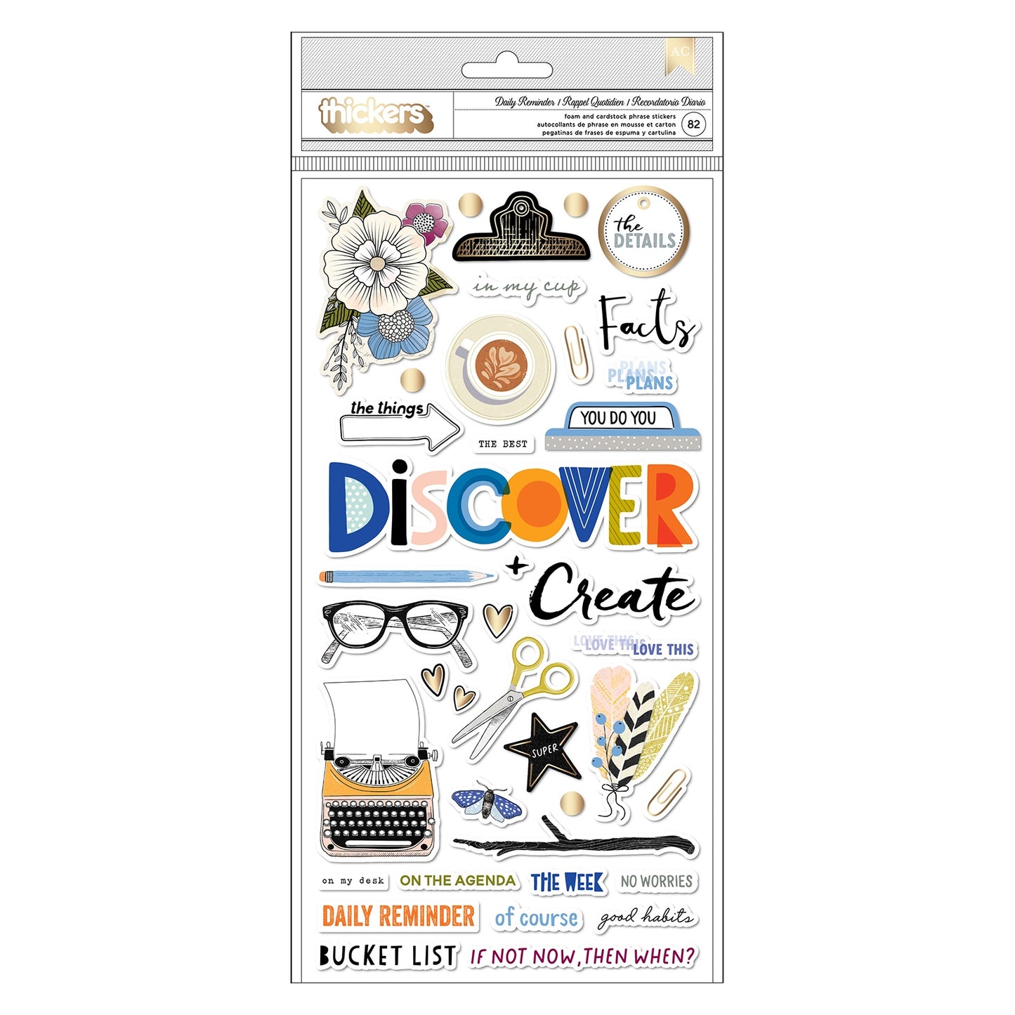 Discover + Create Thickers - Chipboard Phrases