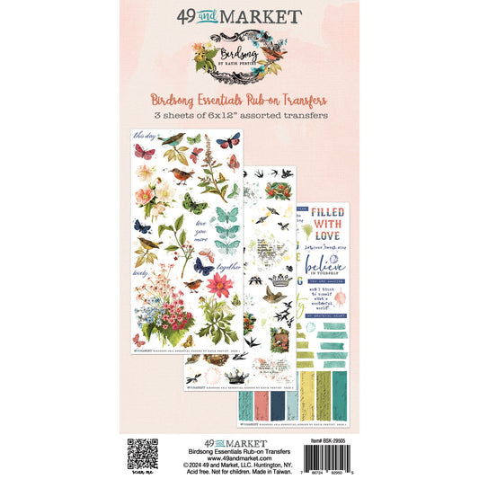 Birdsong Essential Rub On Transfer Set