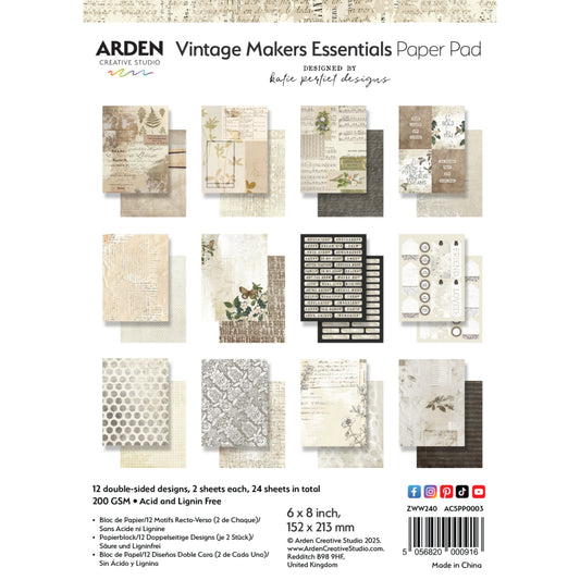 Vintage Maker Series - Essentials 6 x 8 Paper Pad