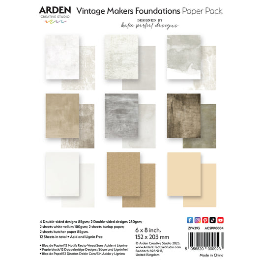 Vintage Maker Series - Foundations 6 x 8 Paper Pack
