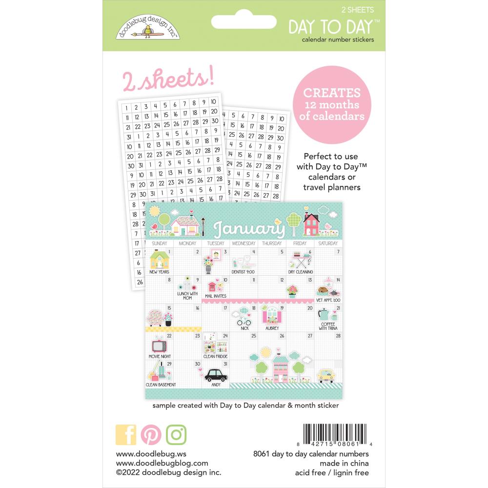 Day to Day Calendar Number Stickers