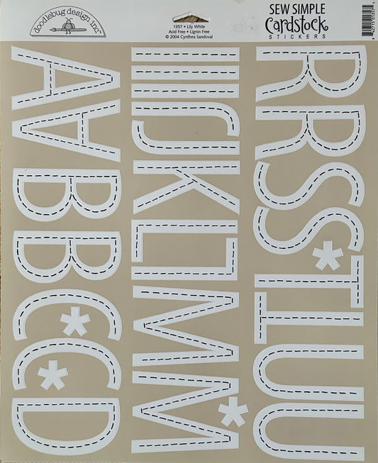 Sew Simple Large Cardstock Alphabet Stickers - White