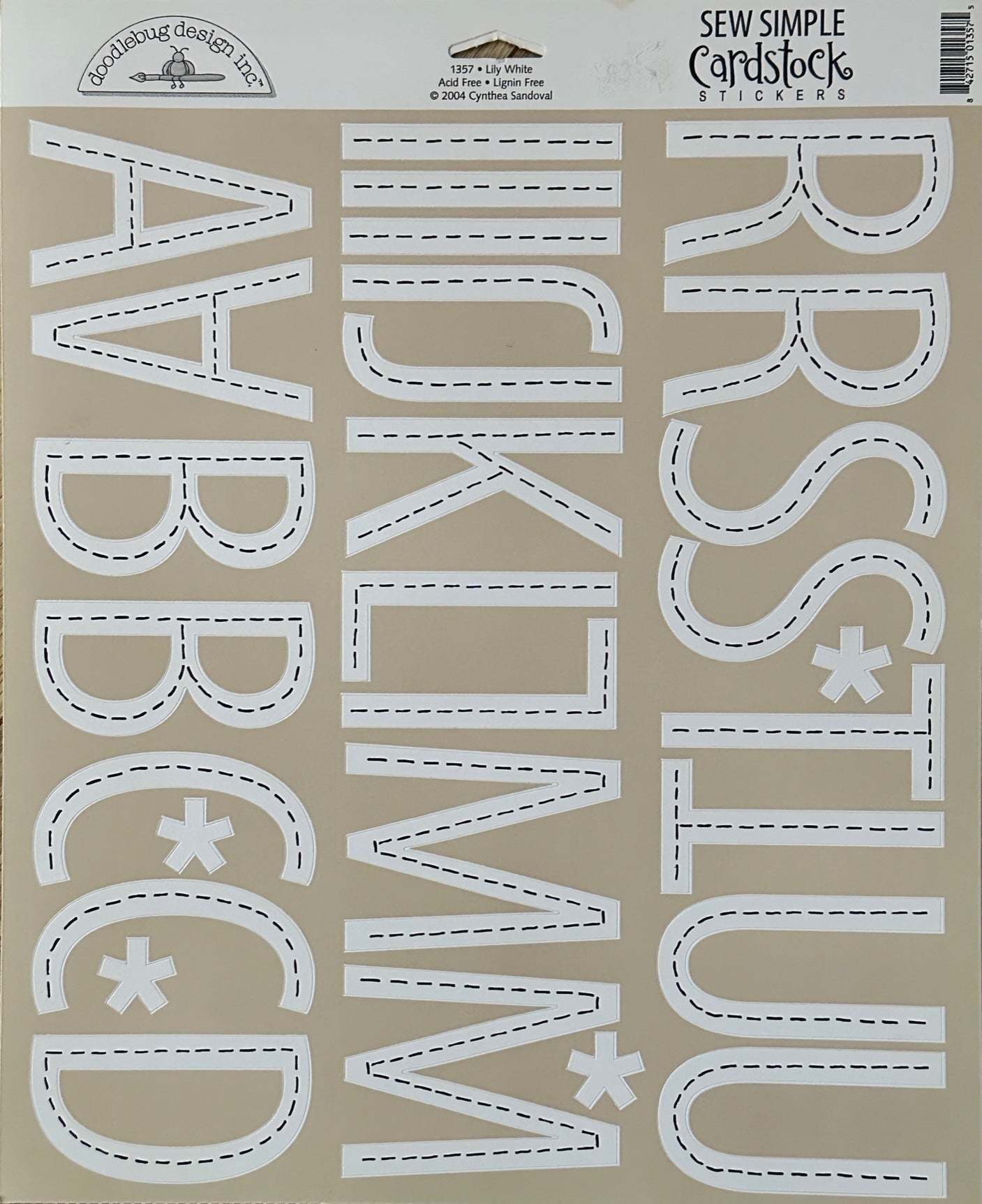 Sew Simple Large Cardstock Alphabet Stickers - White