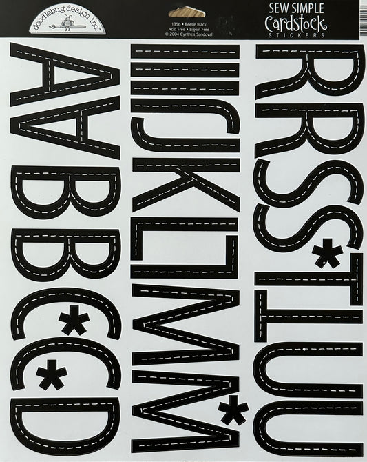 Sew Simple Large Cardstock Alphabet Stickers - Black