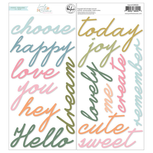 Lovely Blooms Puffy Phrase Stickers