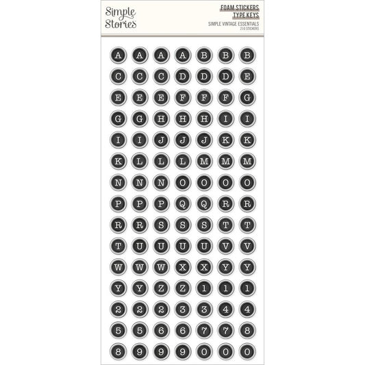 Simple Vintage Essentials Foam Stickers - Type Keys