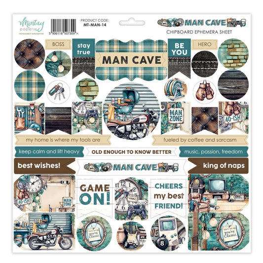 Man Cave - Chipboard Ephemera Sheet