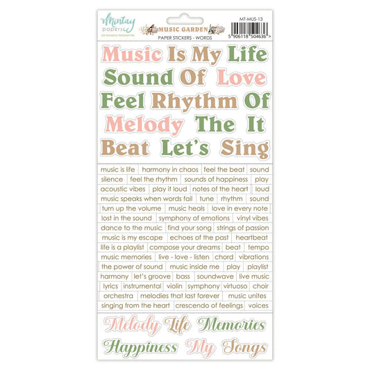 Music Garden - 6 x 12 Word Sticker Sheet