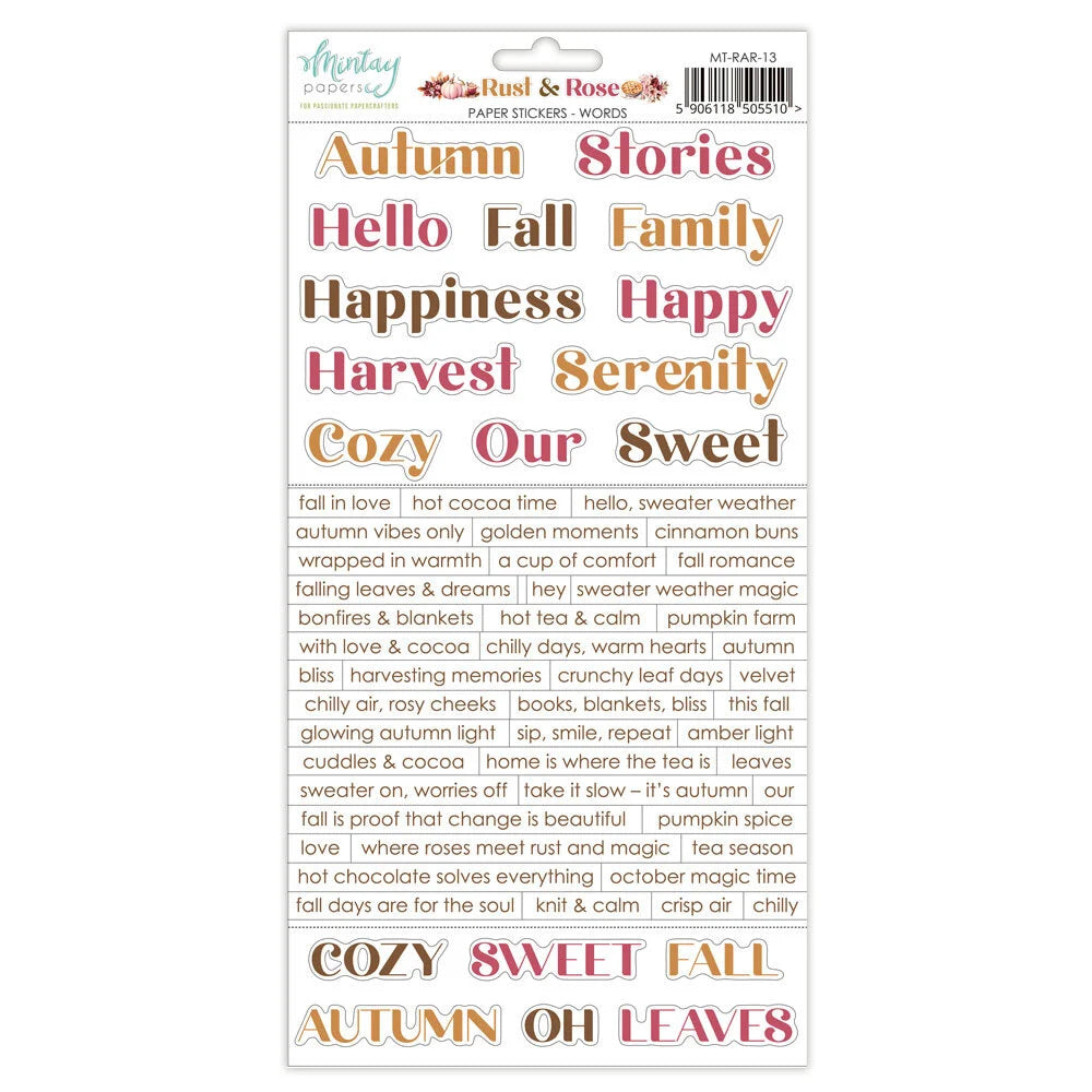 Rust & Rose - 6 x 12 Word Sticker Sheet