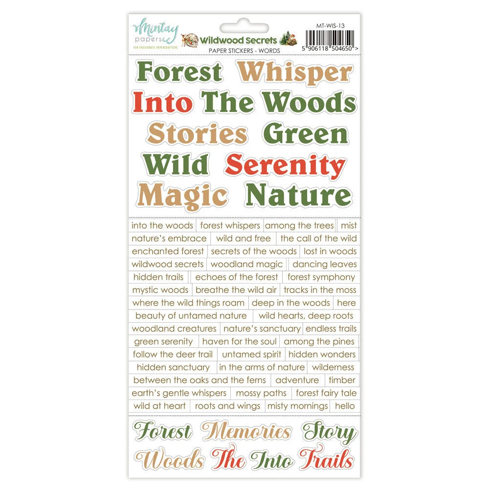 Wildwood Secrets - 6 x 12 Word Stickers