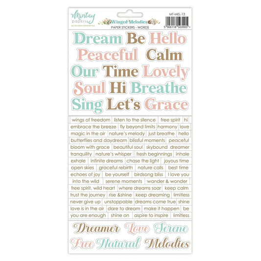 Winged Melodies - 6 x 12 Word Sticker Sheet