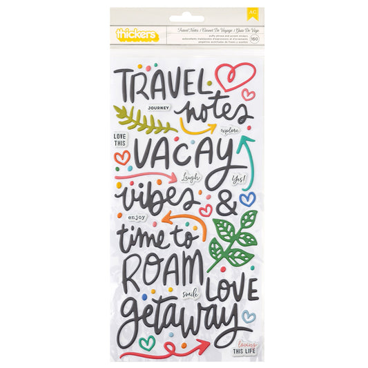 Where to Next Thickers - Travel Notes Puffy Phrases